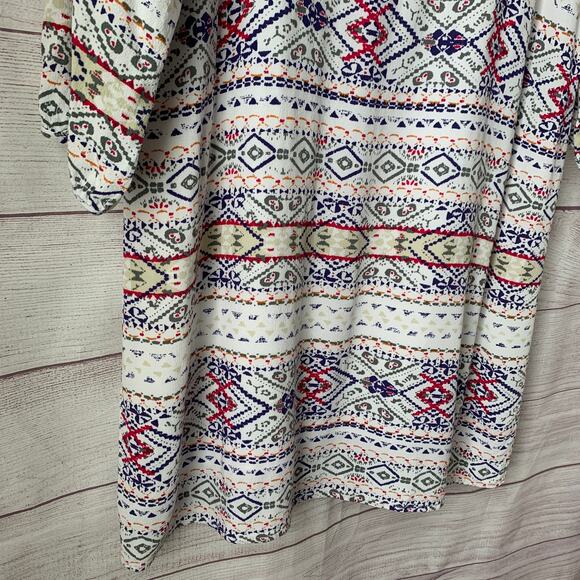 Skies are Blue Multi-colored Geometric Tunic Shift Dress Embroidered Boho Size M - Picture 13 of 15